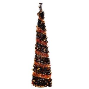 Harvest Lane Halloween 71” Pop Up Tinsel Tree with 6 hour Timer